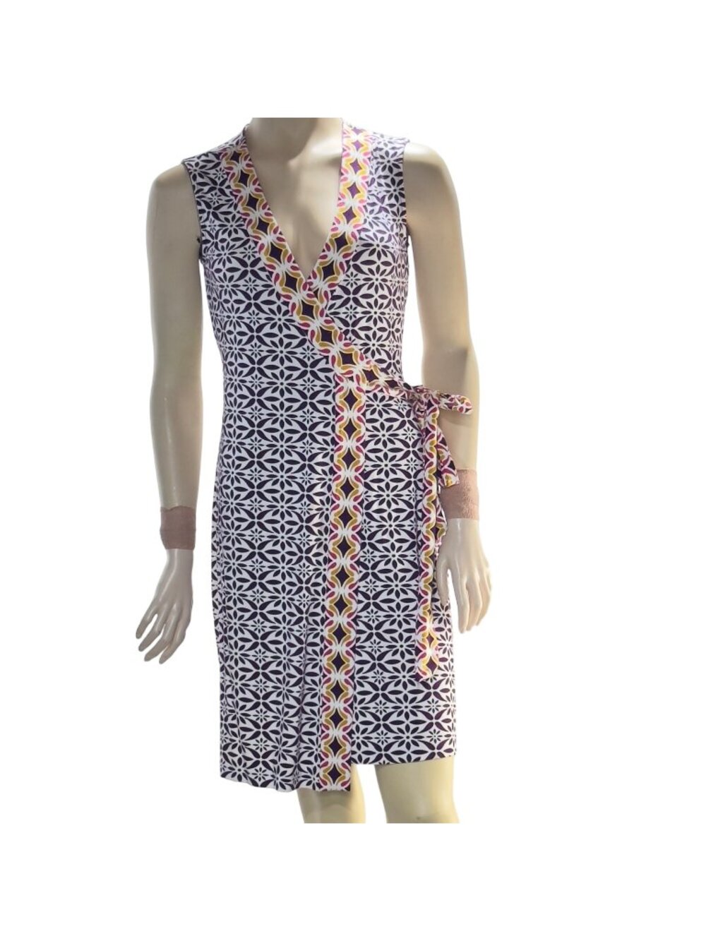 Diane Von Furstenberg Wrap Dress Geometric Purple Sleeveless Size 0 - Picture 1 of 12